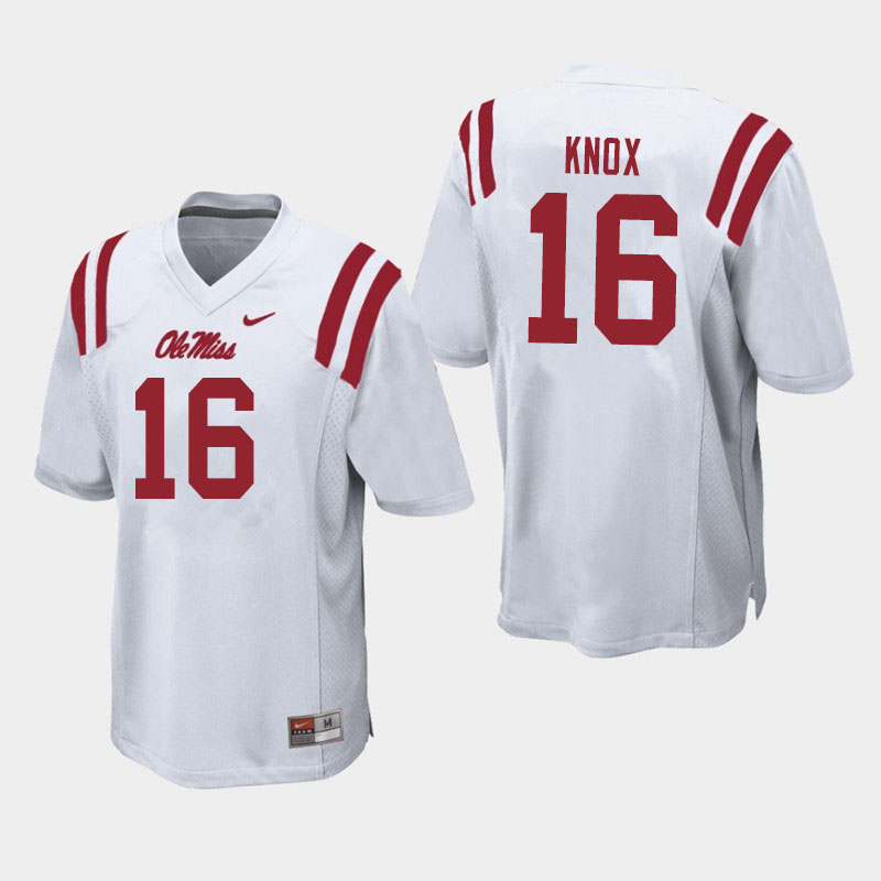 Men #16 Luke Knox Ole Miss Rebels College Football Jerseys Sale-White